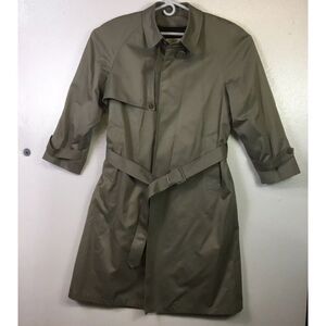 London Towne Trench Rain Dress‎ Coat Mens 42R Beige Belted  Zip Out Lining